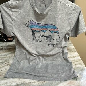 Patagonia T-shirt Active Sports Fabric Kids Bear Gray Tee Capilene Cool Sz L 12